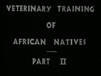 VETERINARY TRAINING OF AFRICAN NATIVES